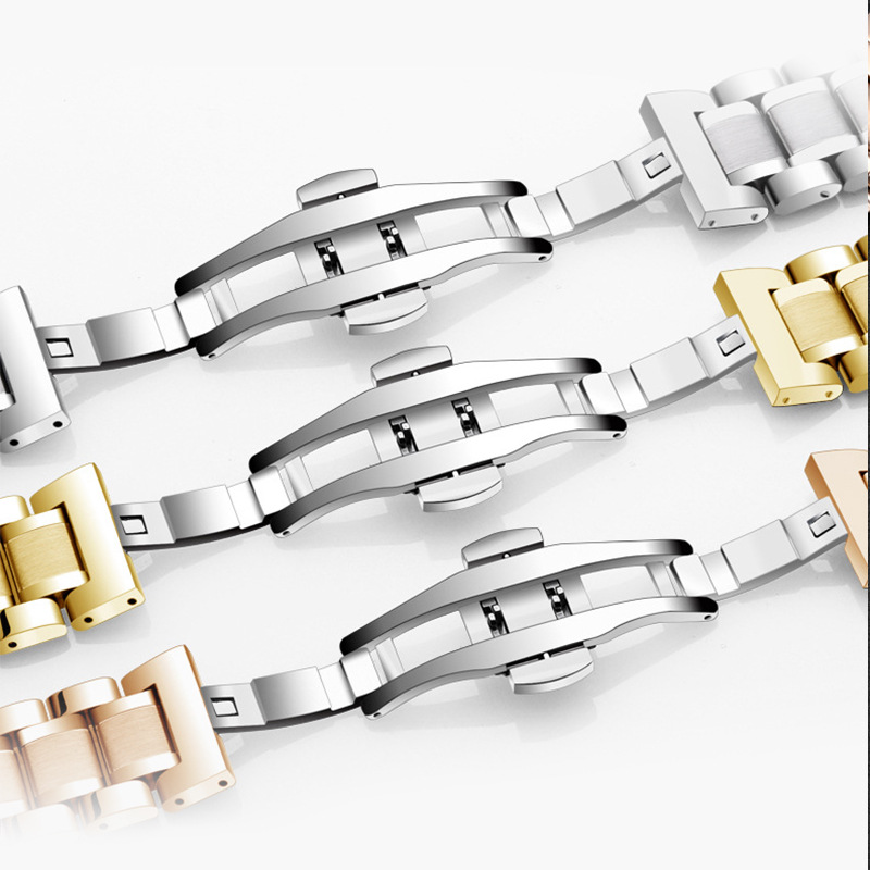 Substitute Makers Five Bead Strap Stainless Steel Solid Butterfly Buckle Accessories Unisex Stainless Steel Smart Watch Chain