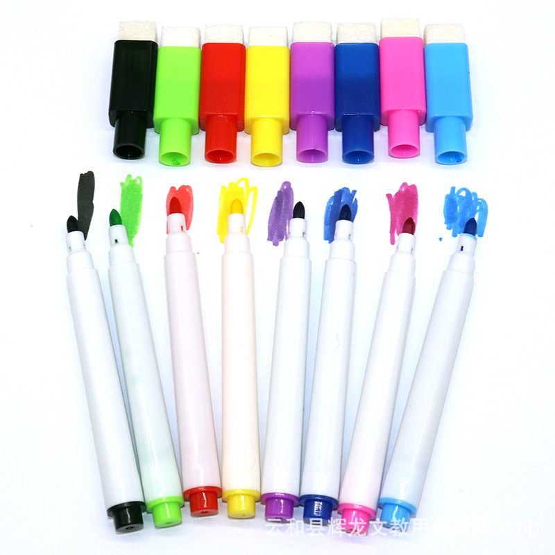 Manufacturer Wholesale Whiteboard Pens Erasable Children's Painting Graffiti Plastic Magnetic Brushed Colorful Water-Based Markers