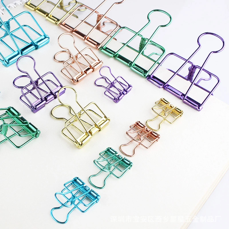 Creative Hollow Binder Clips for Office Use, Colorful Vintage Metal Ticket Clips, Sealing Clips, Document Storage Clips Wholesale