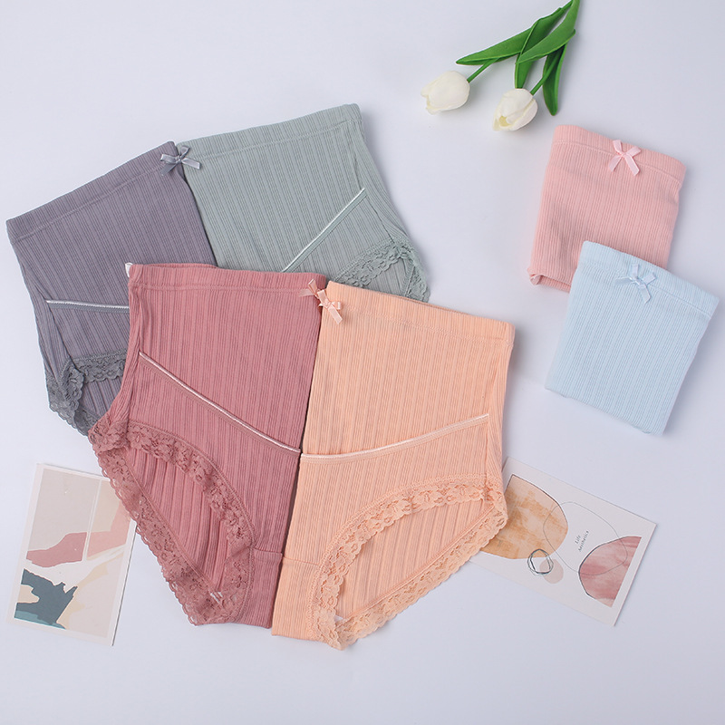Maternity Underwear Large Size Breathable High Waist Lace Belly Support Adjustable Pregnancy Threaded Briefs Manufacturer