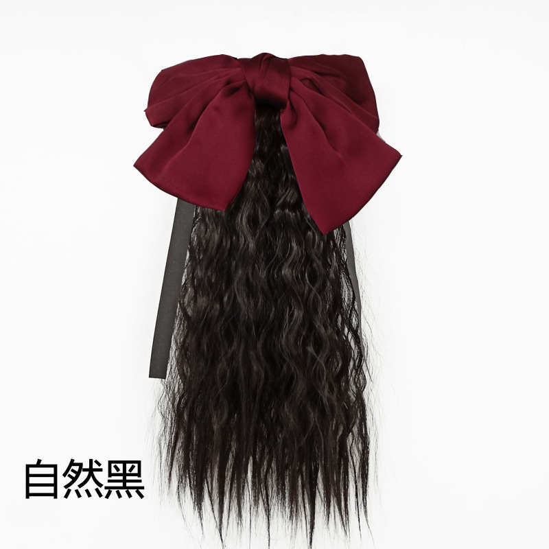 Children's Ponytail Wig Girls' Medium Long Curly Hair Bow Wig Ponytail Cyber Celebrant Tie Corn Hot Ponytail