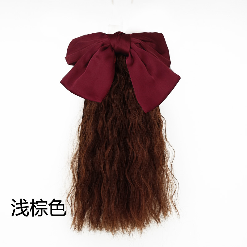 Children's Ponytail Wig Girls' Medium Long Curly Hair Bow Wig Ponytail Cyber Celebrant Tie Corn Hot Ponytail