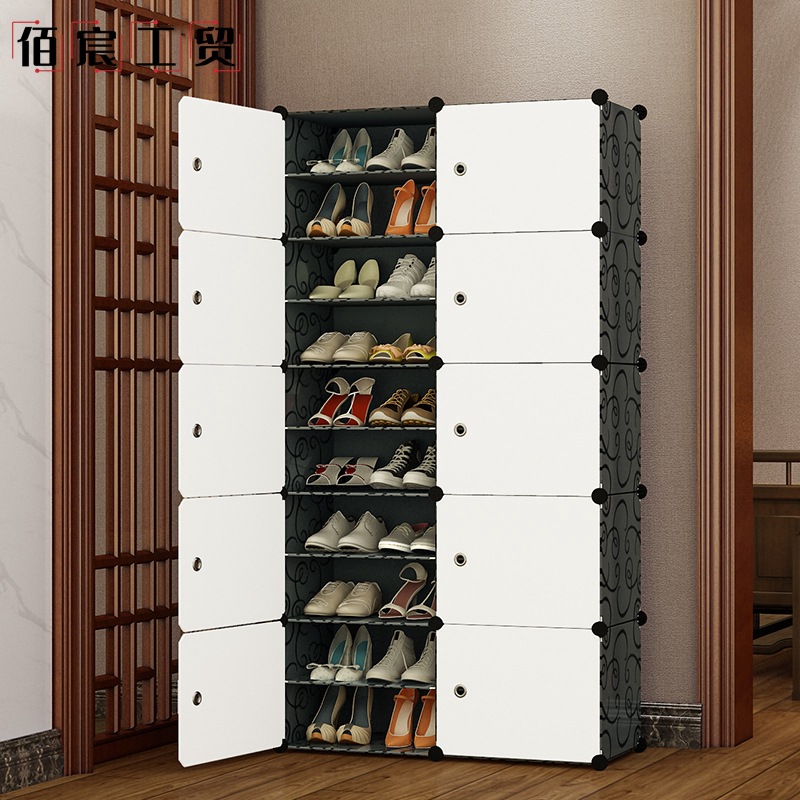 Cross-Border Versatile Dust-Proof Storage Shoe Cabinet, Simple Multi-Layer Assembly Shoe Rack, Large Foyer Plastic Folding Shoe Cabinet