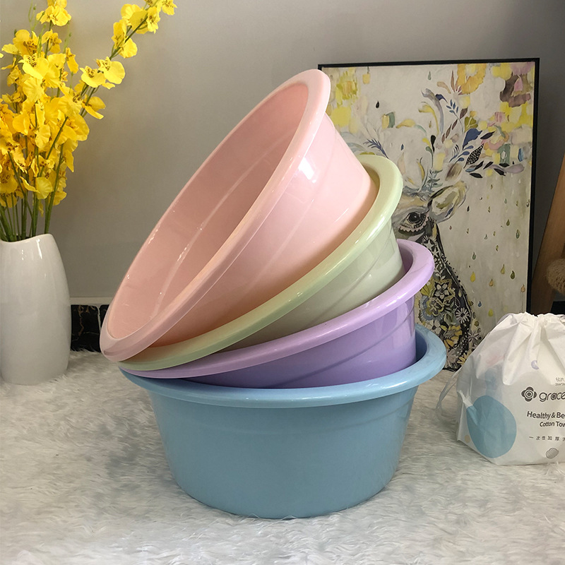 Factory Wholesale Thickened and Deepened Simple Solid Color Plastic Basin Household Children's Foot Washing Basin Large Household Vegetable Washing