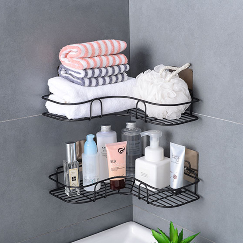 Punch-free kitchen triangle storage rack bathroom bathroom corner storage rack bedroom wall hanging storage rack