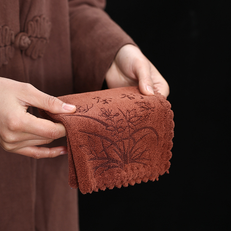 Tea Towel Soft Absorbent Thickened Microfiber Tea Tray Rag Printed Tea Cloth Kitchen Cleaning Tea Rhyme Tea Towel LOGO