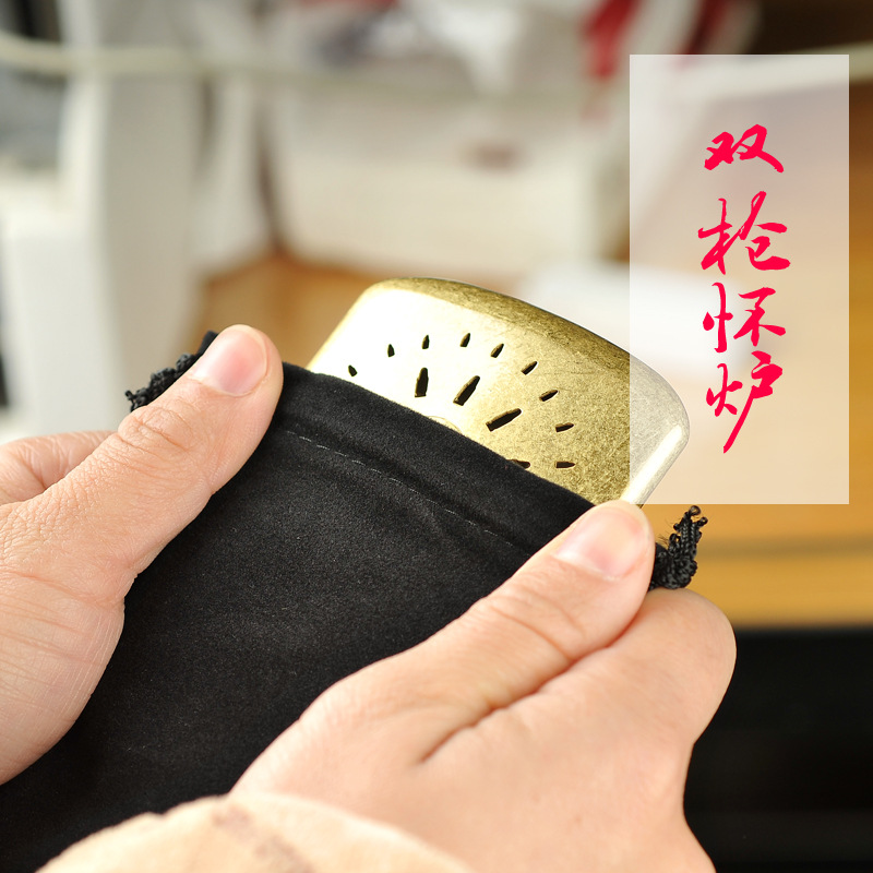 Оригинальная подлинная двойная пистолетная карманная печь медная карманная печь обогреватель мини обогреватель экологически чистая изоляция ретро