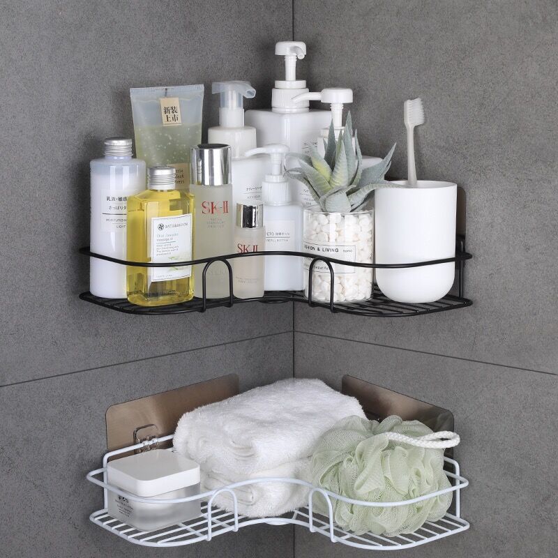 Punch-free kitchen triangle storage rack bathroom bathroom corner storage rack bedroom wall hanging storage rack