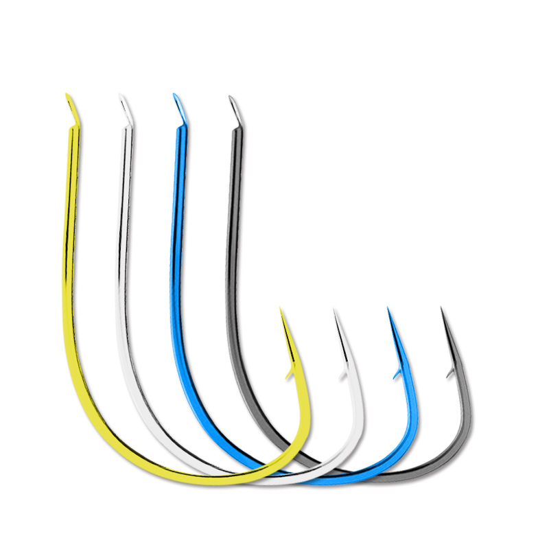 Flat Hook Blue Black Gold White Barbed Bulk Flat Hook Fishing Gear Wholesale