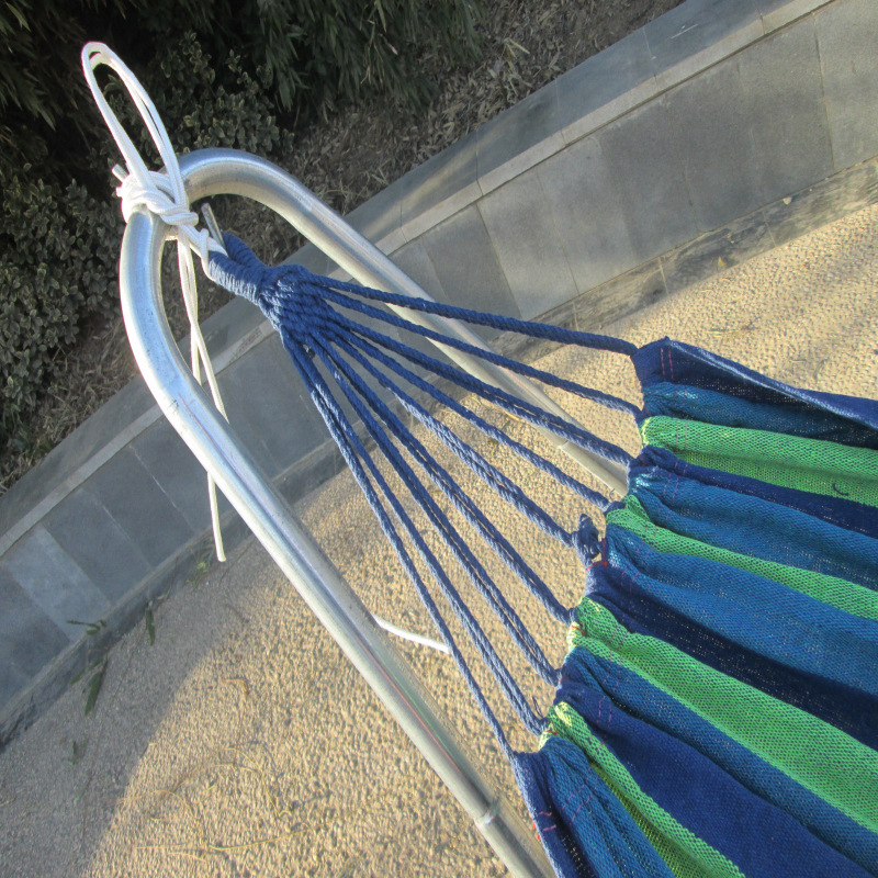 Hammock Outdoor Canvas Hammock Anti-Rollover Single and Double Hammock New Curved Stick Hammock Indoor and Outdoor Swing with Rope