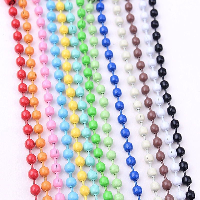 DIY Jewelry Handmade Accessories Painted Wave Bead Chain Colorfulful Bead Chain Metal Ball Chain Pendant Chain Tag Chain Iron