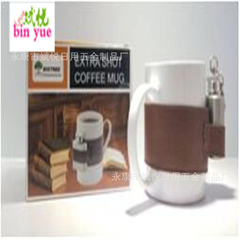 Прямые поставки с завода, 1 унция, винная кружка из нержавеющей стали с кожаным чехлом, подарок в комплекте