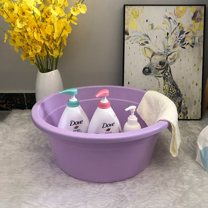 Factory Wholesale Thickened and Deepened Simple Solid Color Plastic Basin Household Children's Foot Washing Basin Large Household Vegetable Washing