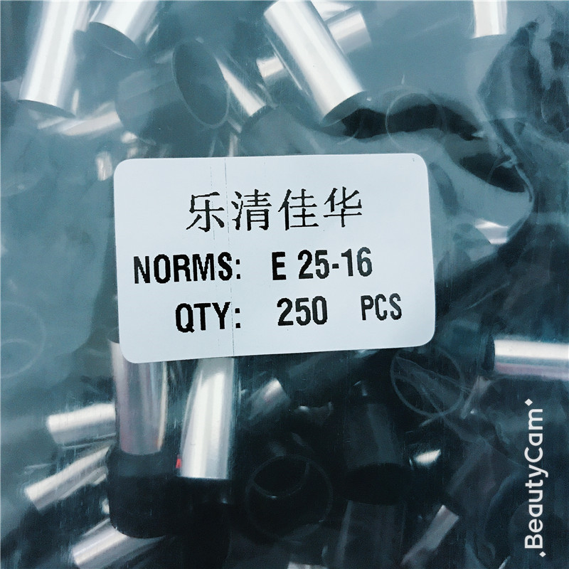 E25-16 Tubular Pre-insulated End Cold Pressed Terminal Block Sleeve Terminal Pin Tubular Terminal Copper