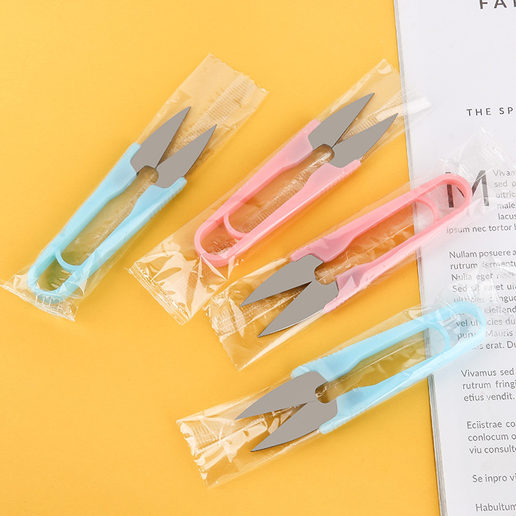 Household Colorfulful U-Shaped Small Scissors Manufacturer Cross-Stitch Spring Yarn Cutter Thread Scissors Individually Packaged Tailor Yarn Scissors
