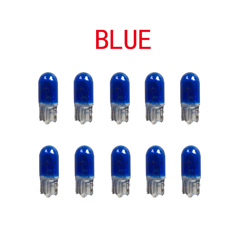 T10 Car Halogen Instrument Light T10 Signal Red and Blue Width Indicator Light 192 License Plate Light W5W Indoor Halogen Bulb