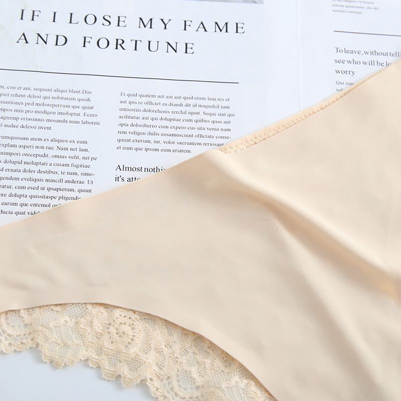 Women's Sexy Thong Japanese Lace Hollow Ice Silk Panties Pure Cotton Crotch Low-Rise Women's Wholesale in Stock