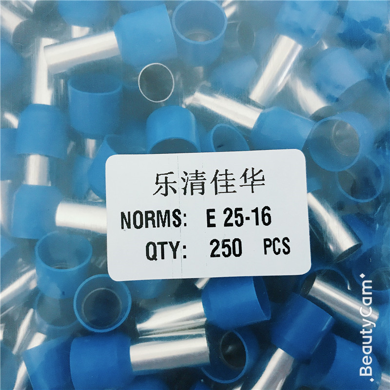 E25-16 Tubular Pre-insulated End Cold Pressed Terminal Block Sleeve Terminal Pin Tubular Terminal Copper