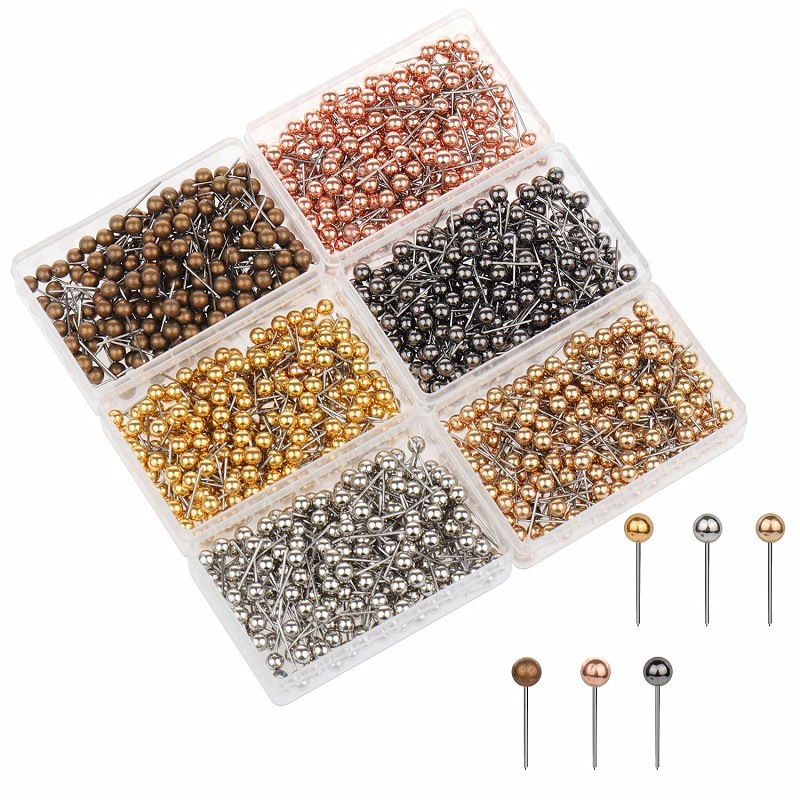 Factory Direct Sales Office Cork Board Fixed Multi-Color Metal Rose Gold Plastic Pins Ball Map Nails