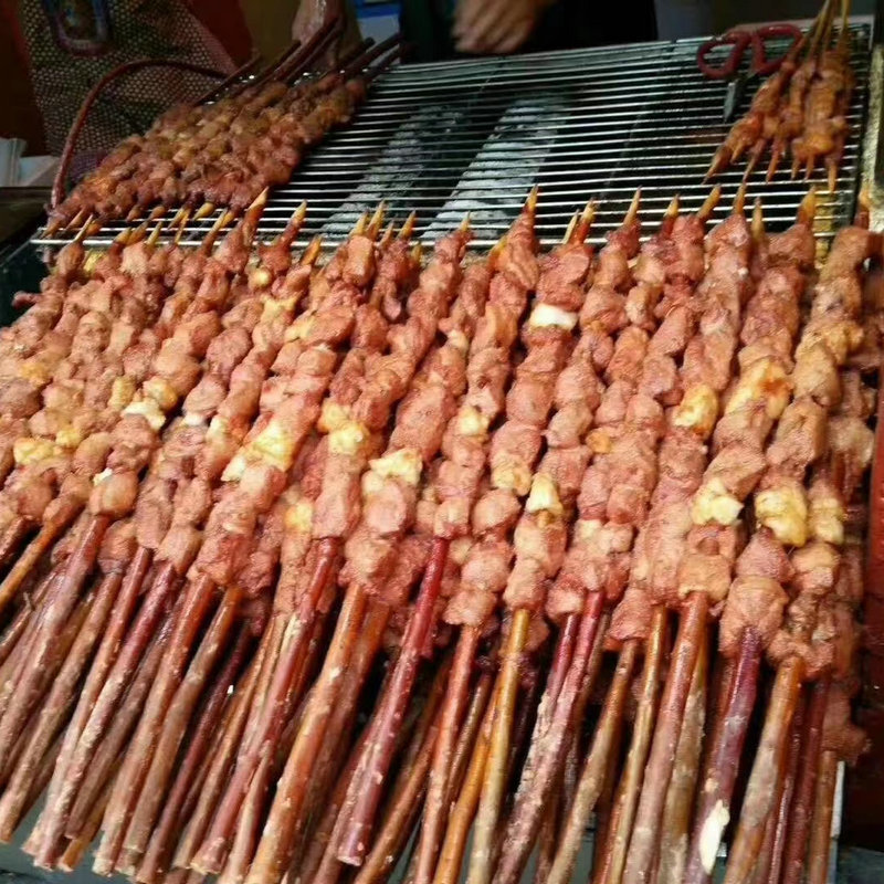Internet Celebrity 1.0m Large Meat Skewers Semi-Finished Duck Meat Skewers Barbecue Ingredients Street Snack Meat Skewers Factory 120 Skewers