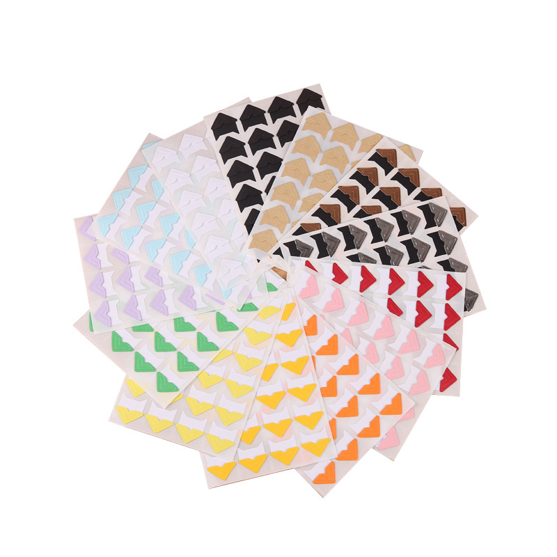 14 Retro Hot Stamping Paper Corner Stickers in Stock, Sticky Photo Albums, Candy-Colored Pure Color Corner Stickers, Material Accessories