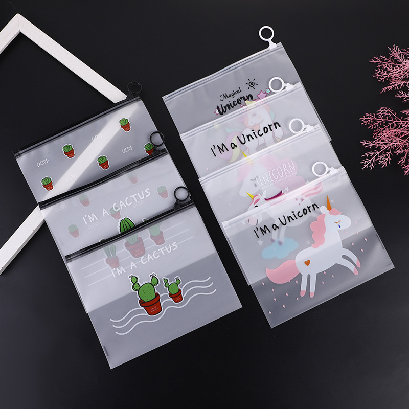 File Bag Pencil Case Unicorn Pull Ring Bag Cosmetic Packaging Bag First Jewelry Sealed Bag Cactus Ring Bag