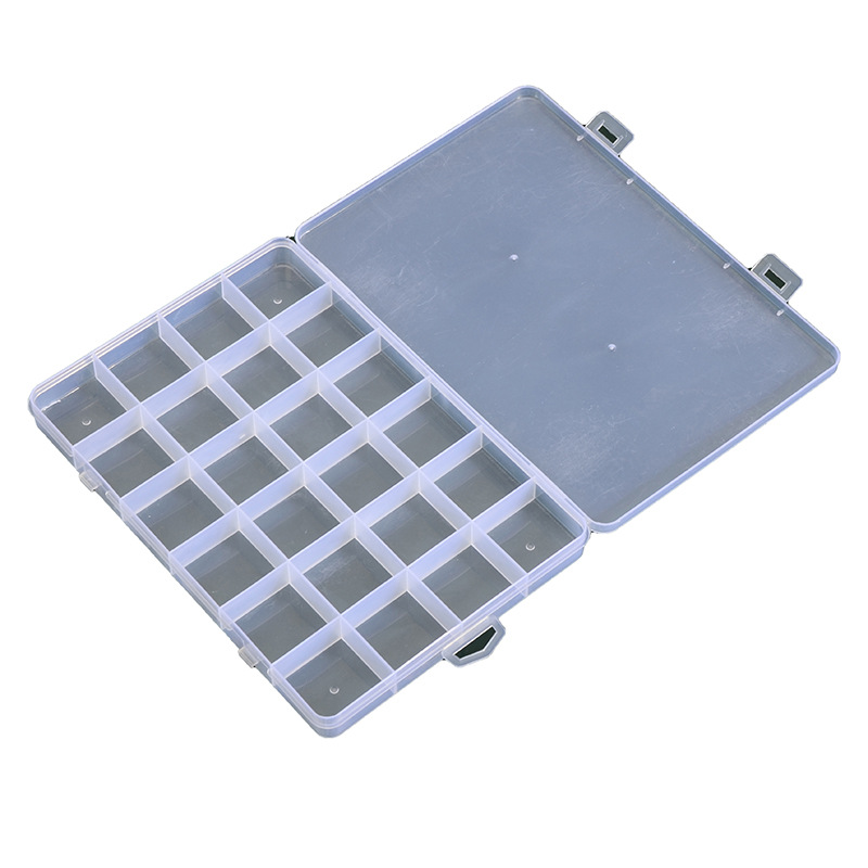 Transparent plastic 24-grid jewelry storage box electronic components accessories box classification Plaid jewelry box small parts box