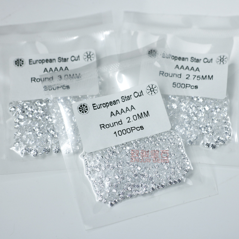 Eight Heart and Eight Arrows White Transparent Small Round 5A high quality Zircon Bare Stone Wax Set Stone Gem with Stone Wholesale