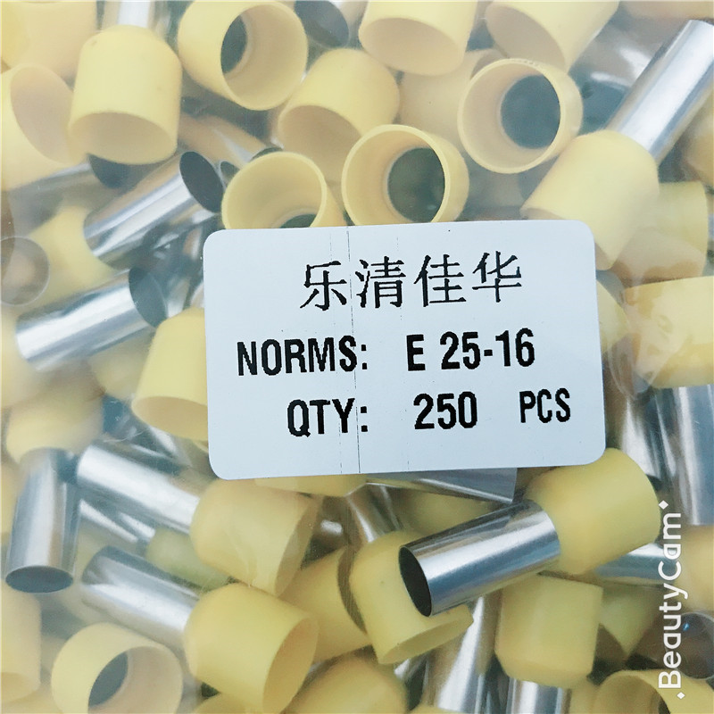 E25-16 Tubular Pre-insulated End Cold Pressed Terminal Block Sleeve Terminal Pin Tubular Terminal Copper