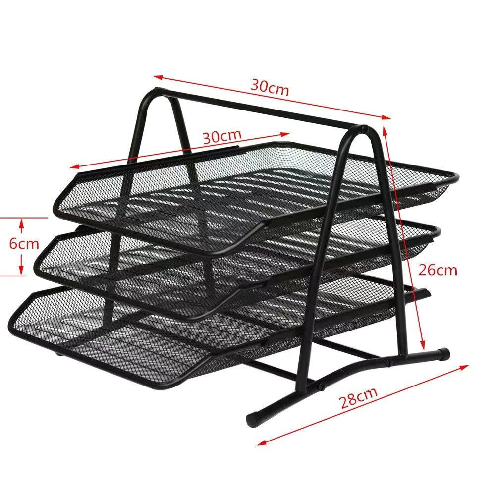 Office Supplies Barbed Wire Mesh Metal Three-Layer File Rack Data Tray Storage Rack File Tray Data Rack Drawer Type