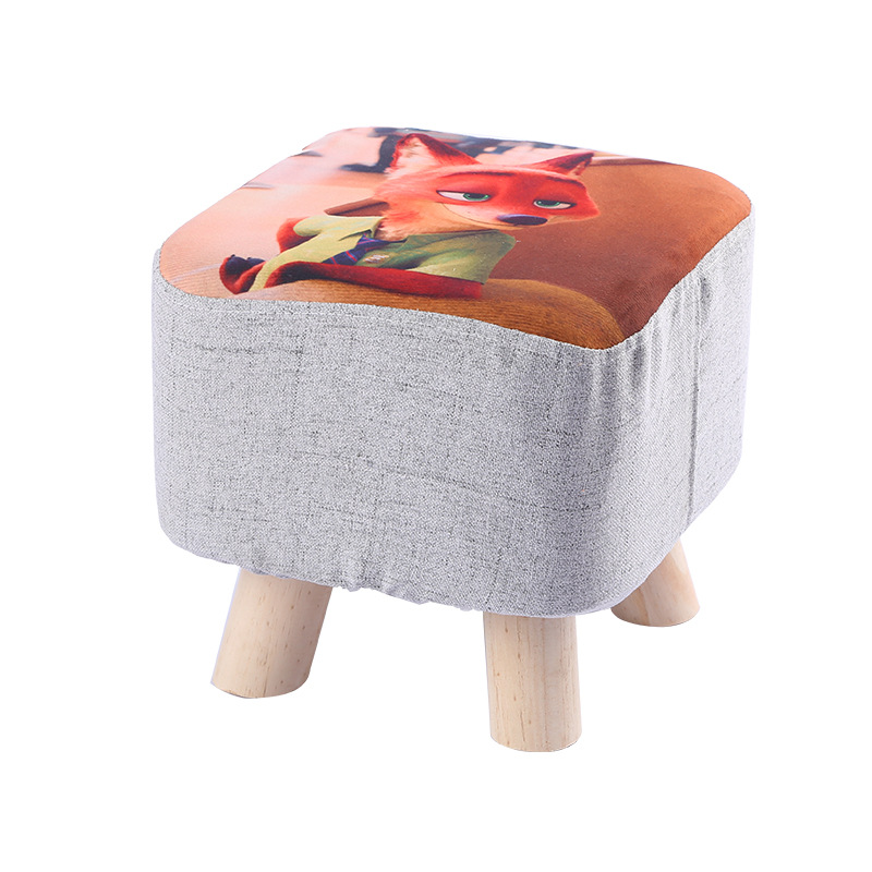Shoe-Changing Stool, Fabric Stool, Small Stool, Sofa Stool, Cartoon Stool, Solid Wood Square Stool, Event Gift Stool, Can Be Printed with Logo
