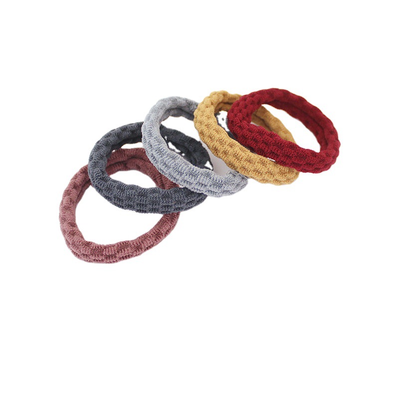 Korean-style High Elastic Foundation Seamless Jacquard Towel Ring Ten-color Base Hair Tie Rubber Band Hair Accessories Headline