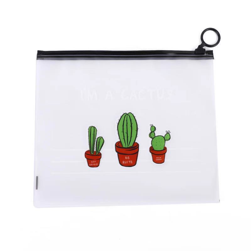 File Bag Pencil Case Unicorn Pull Ring Bag Cosmetic Packaging Bag First Jewelry Sealed Bag Cactus Ring Bag