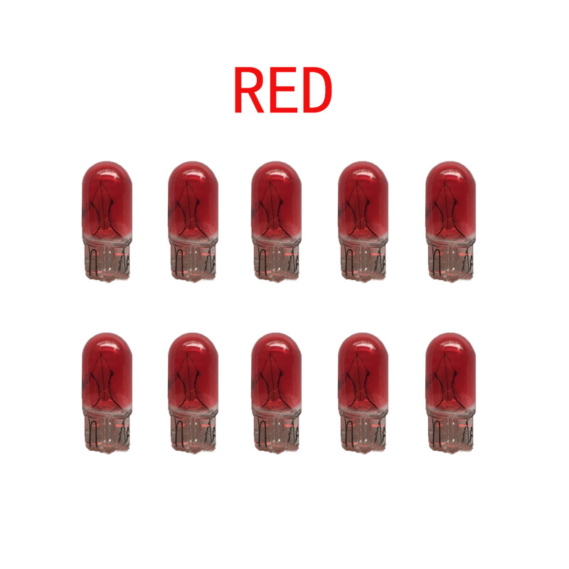 T10 Car Halogen Instrument Light T10 Signal Red and Blue Width Indicator Light 192 License Plate Light W5W Indoor Halogen Bulb