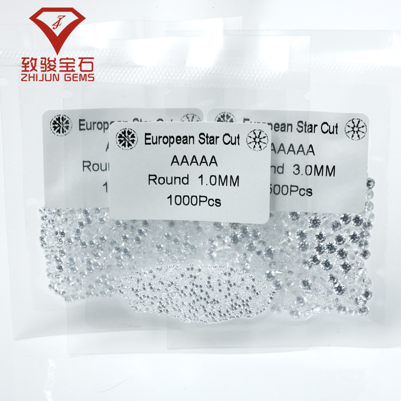 Eight Heart and Eight Arrows White Transparent Small Round 5A high quality Zircon Bare Stone Wax Set Stone Gem with Stone Wholesale