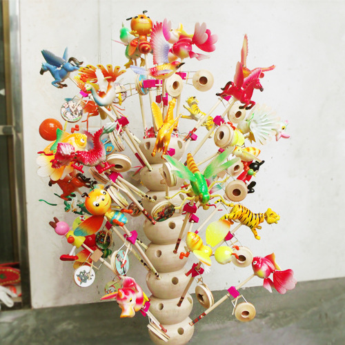 Free Shipping New Street Stall Toys Artificial Animal Shaker Drum Spring Dragon Rooster Peacock Shaker Drum Wholesale