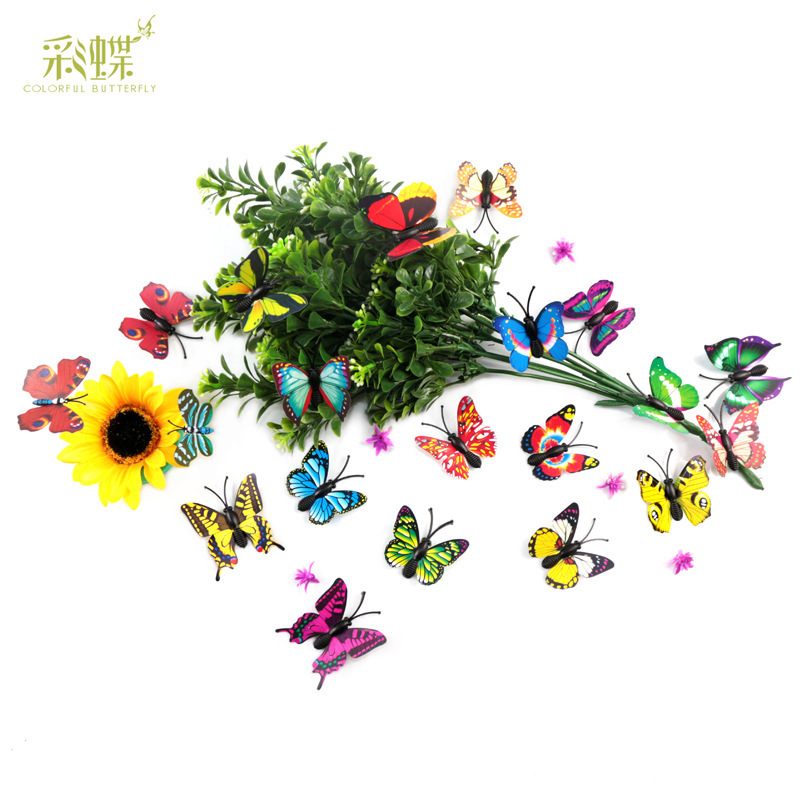 4см симуляция бабочки 3D наклейки для стен аксессуары для заколок бабочек кристальная грязь декорации