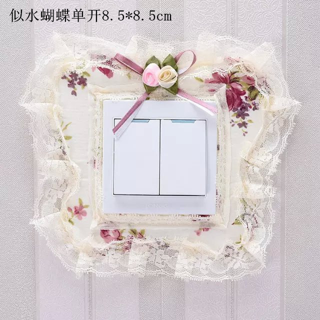 Hot Selling Fresh Pastoral Lace Fabric Switch Cover Switch Sticker Three-Open Wall Sticker Socket Decorative Dust Cover Wholesale