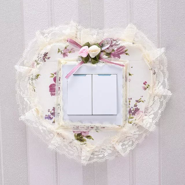 Hot Selling Fresh Pastoral Lace Fabric Switch Cover Switch Sticker Three-Open Wall Sticker Socket Decorative Dust Cover Wholesale
