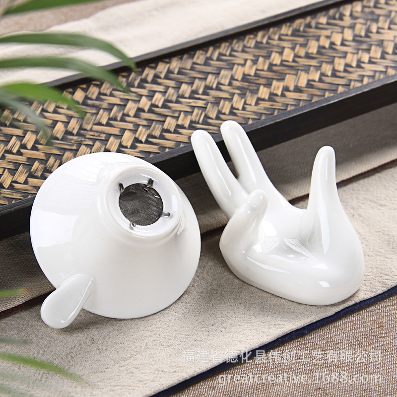 Tao di Guanyin hand tray ceramic tea set jade porcelain tea strainer tea set accessories wholesale filter wholesale