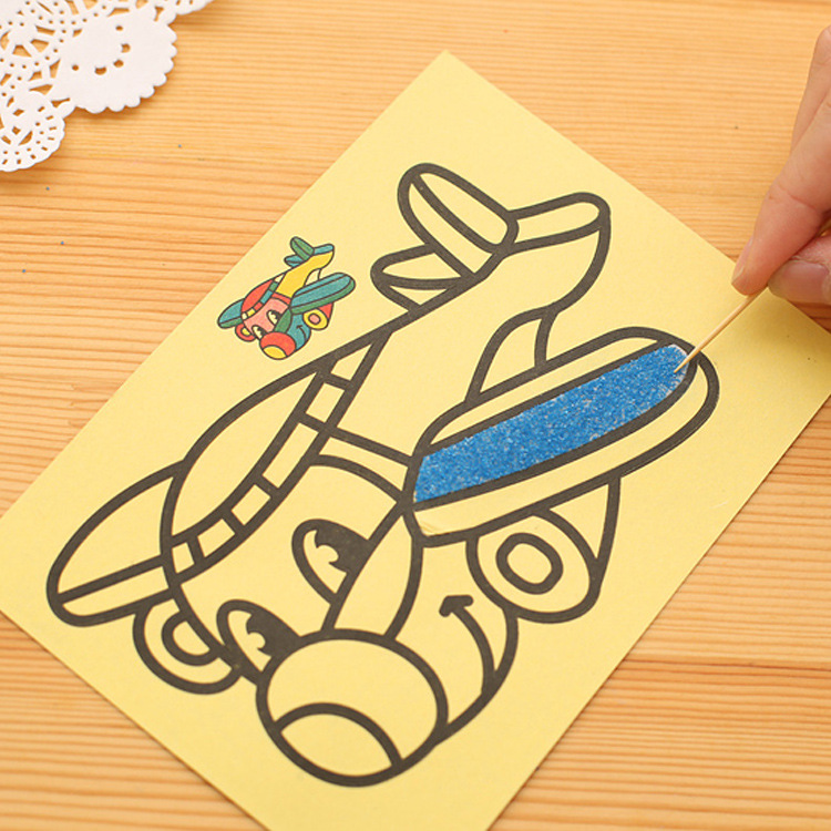 DIY Handmade Sand Painting Yellow Background Medium Sand Painting Size 12.5X16.8Cm Handmade Educational Kidsren's Coloring Painting
