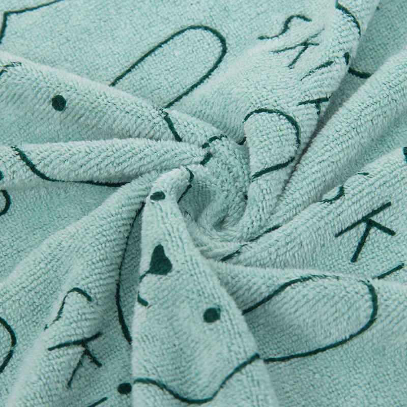 Square towel factory direct kindergarten cartoon square towel bamboo fiber wool printing 25*25 square towel with Hook