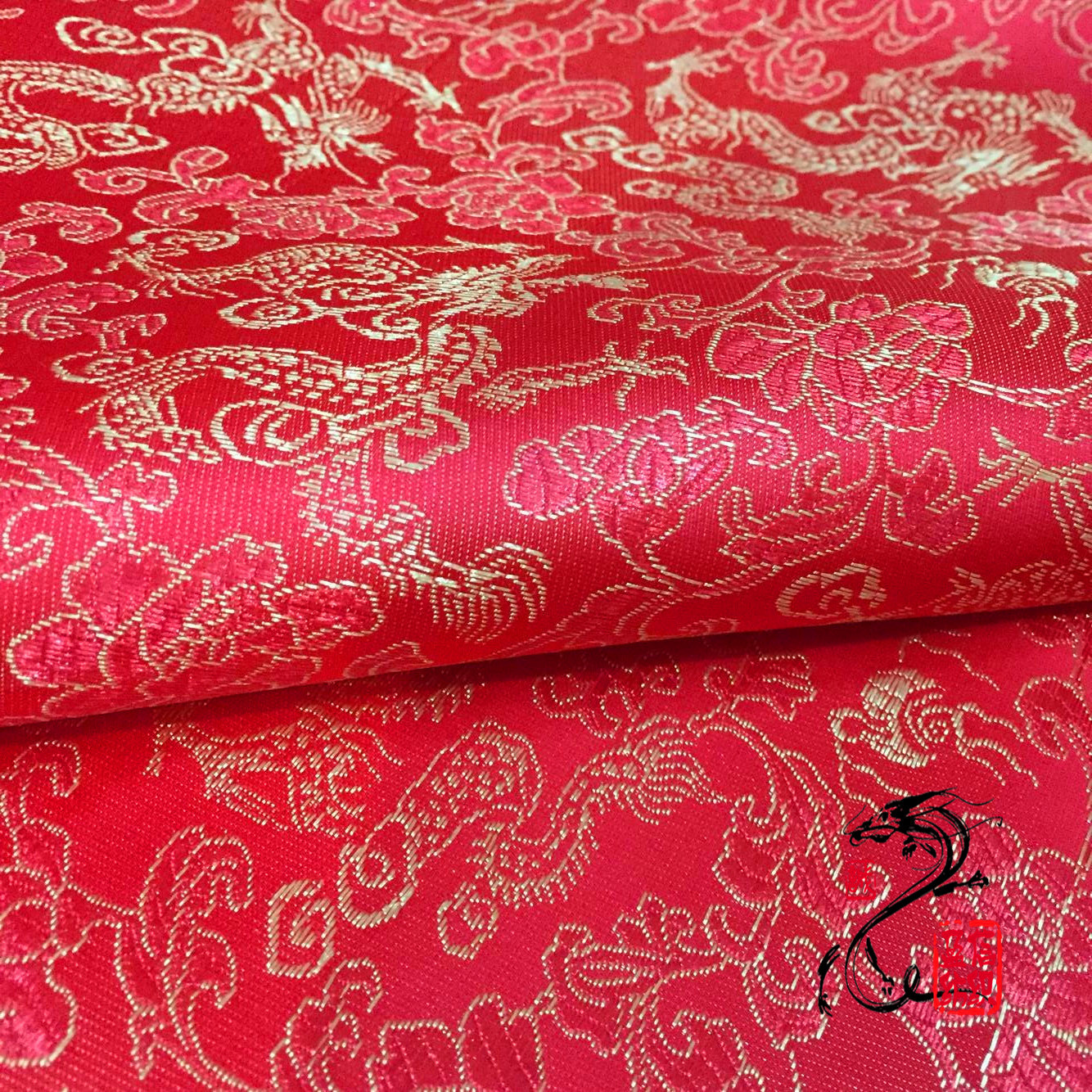 150 Nylon Little Dragon Brocade Silk Fabric Packaging Fabric Mounted Bag Brocade Box Chinese Style Tang Suit Satin