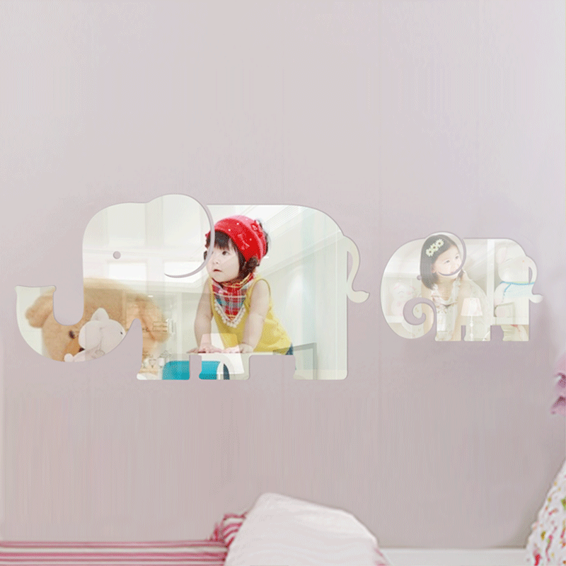 3D-акрилевые зеркальные стерео наклейки для стен, декор для гостиной, спальни, отелей, клубов, рекламы, слонов