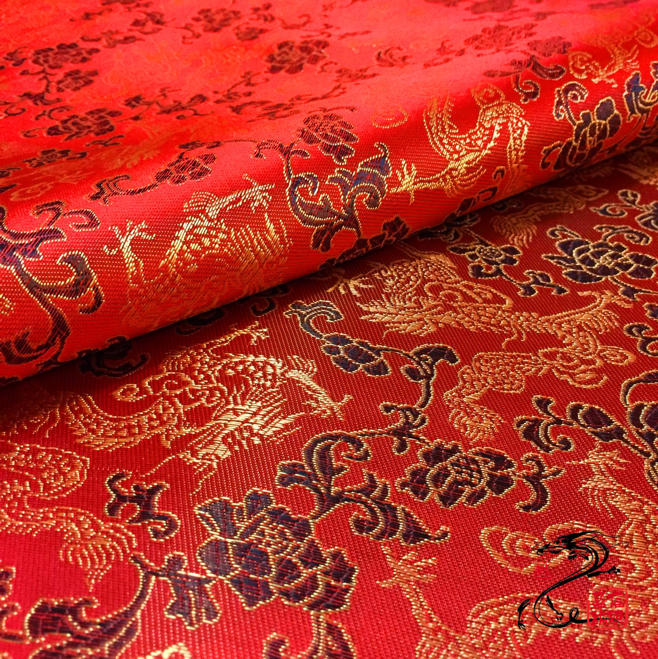 150 Nylon Little Dragon Brocade Silk Fabric Packaging Fabric Mounted Bag Brocade Box Chinese Style Tang Suit Satin