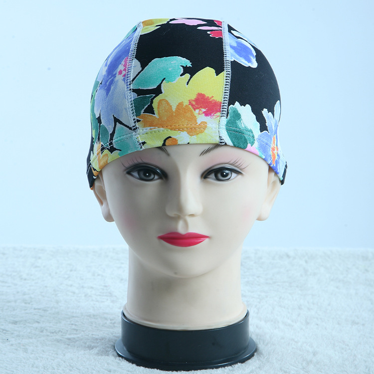 2025 Export New Factory Direct Sales Unisex Nylon Swimming Cap. Five-Line Sewn Pattern Cloth Swimming Cap