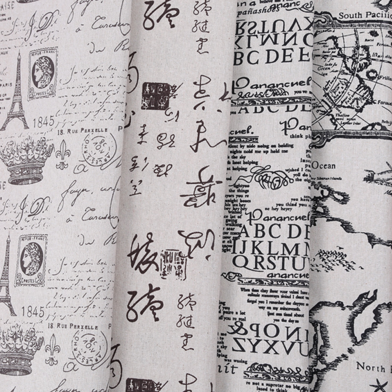 [Factory direct supply] Chinese and English text pattern monochrome printing clothing bag cotton linen linen linen printing fabric