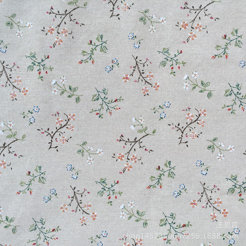 Factory Direct Sales Linen Printed Cotton and Linen Fabric Gardenia Craft Lining Tablecloth