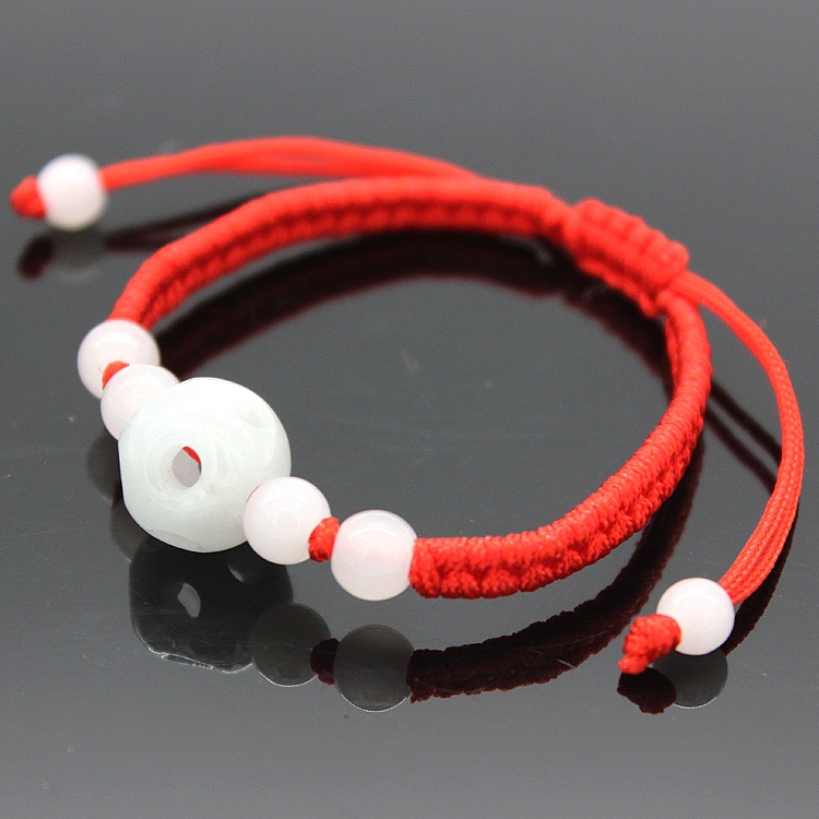 New jade bracelet hand-woven men's and women's best friend red rope jewelry New Year fortune transfer brave hand rope