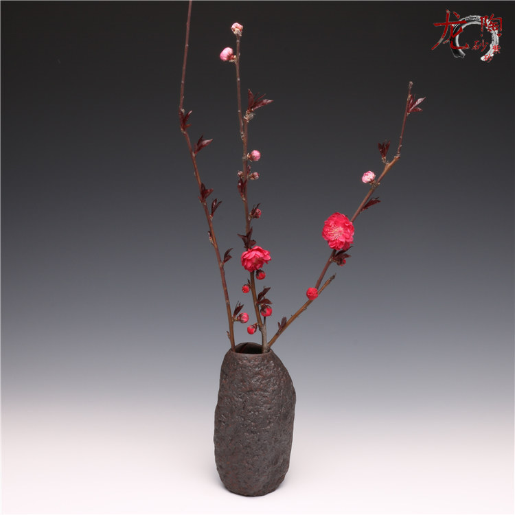 Dragon Sand Pottery Purple Sand Yixing Purple Sand Purple Sand Antique Vase Coarse Pottery Flower Arrangement to Make Chinoiserie